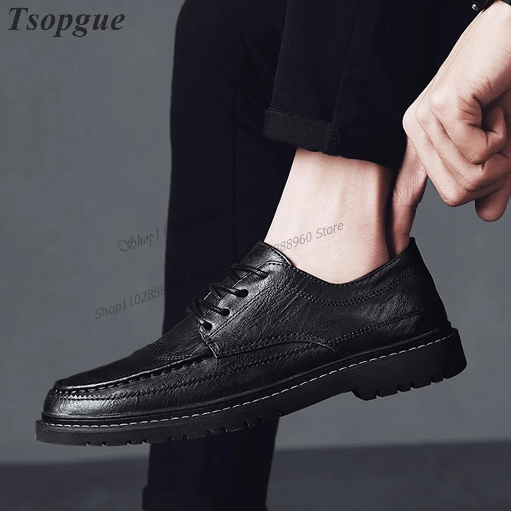 

Cross-Tied High Quality Black Handmade Leather Men's Pumps Shoes For Men Slip-On Runway Casual Party Shoes 2023 Zapatillas Muje