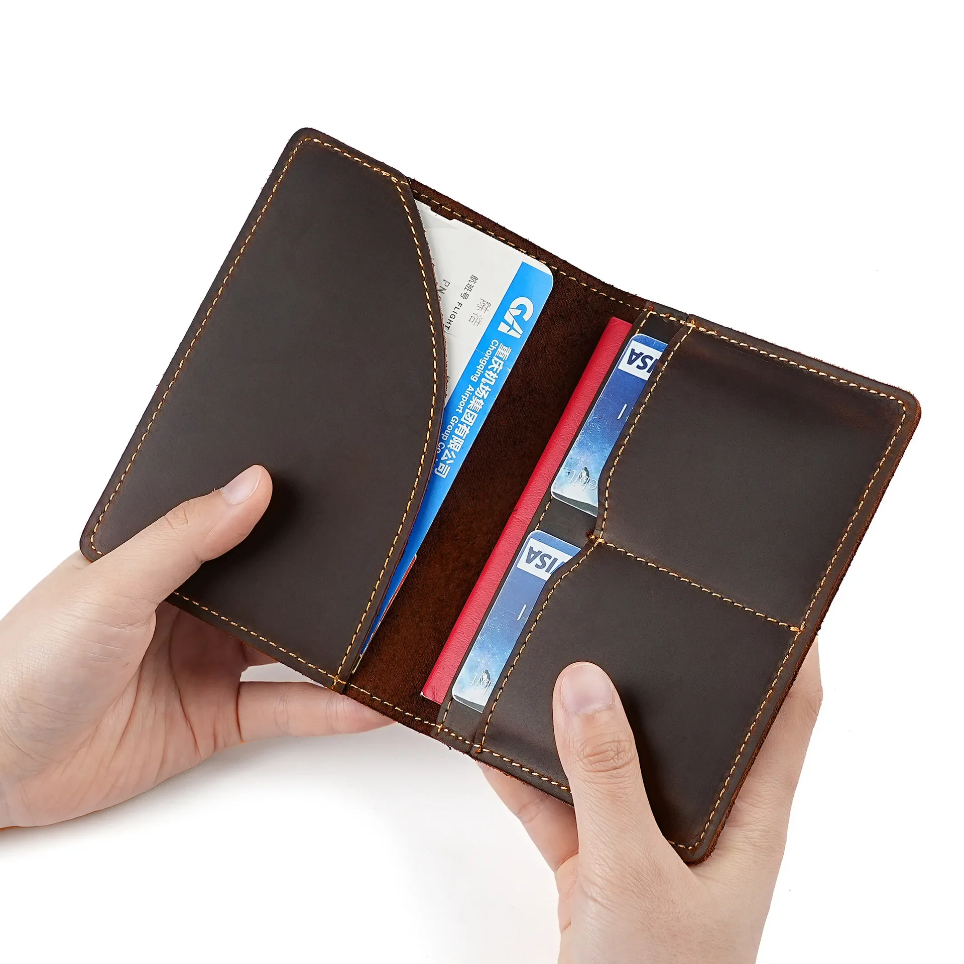 

Unisex Genuine Leather Passport Cover For Men Vintage Cowhide Women Credit Card Holder Travel Wallet 6 Colors
