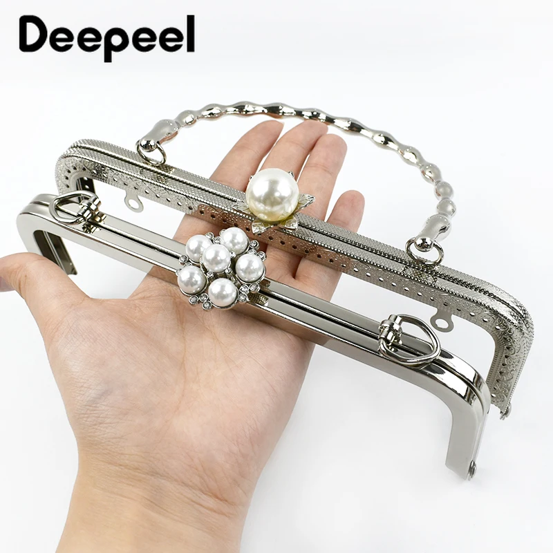 1Pc Deepeel Silver Metal Bag Handles Purse Frame Women Handbag Wallet Kiss Clasp DIY Handmade Sewing Bracket Bags Accessories