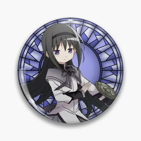 Homura Akemi Stained Glass From The Anim  Soft Button Pin Funny Brooch Gift Collar Cartoon Jewelry Lapel Pin Clothes Hat Badge