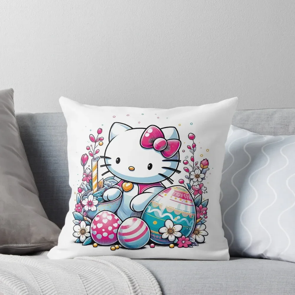 Easter cat t-shirts - Happy Easter Throw Pillow home decor items luxury sofa pillows pillow