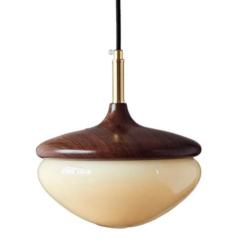 منتصف القديمة الزجاج البندق شكل قلادة أضواء الإبداعية رفع كريم نمط غرفة نوم السرير مطعم مقهى شنقا خط مصباح