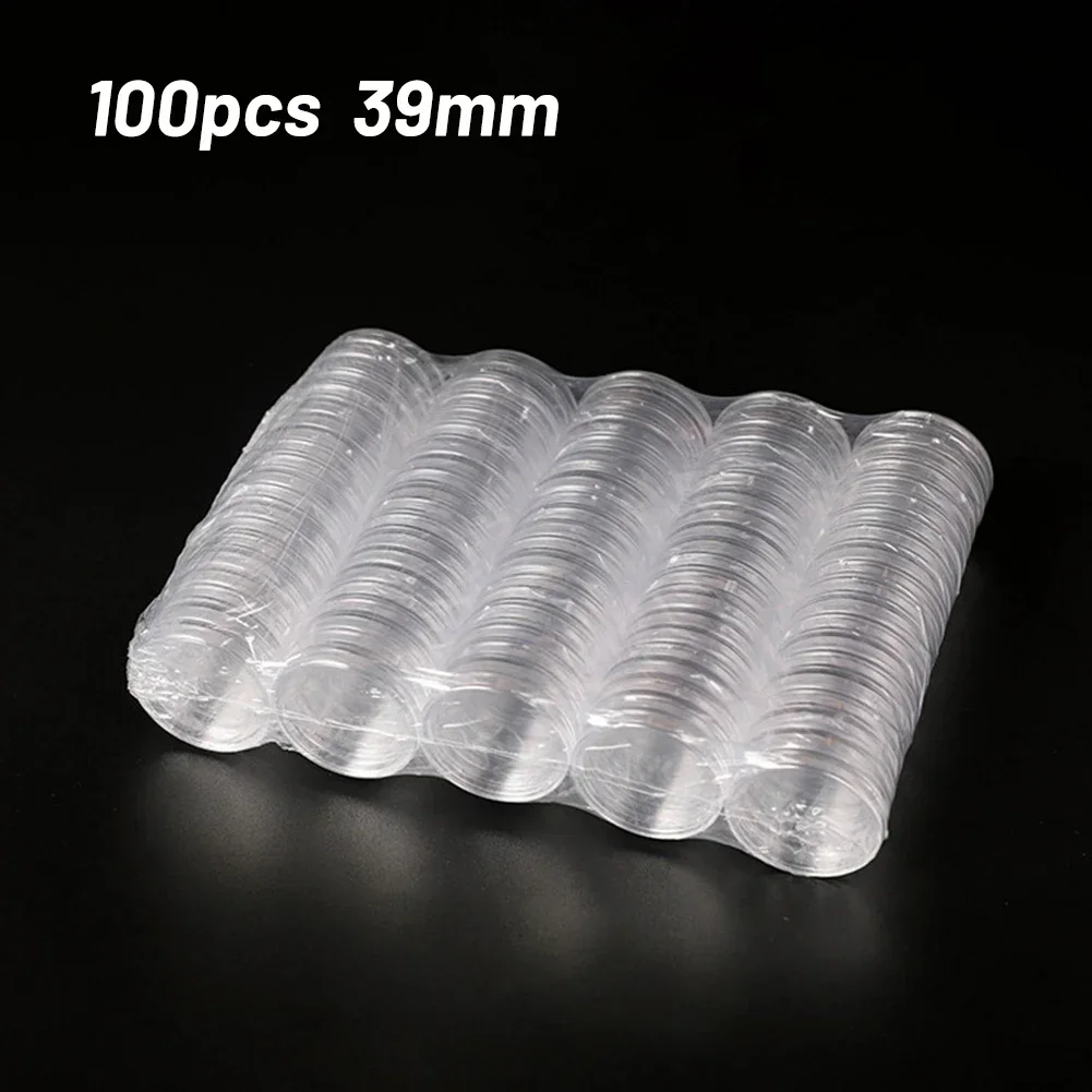 

Pack Coin Storage Holder Decoration Elements Holder Plastic Round Set 100Pcs Capsule Container Brand New Parts