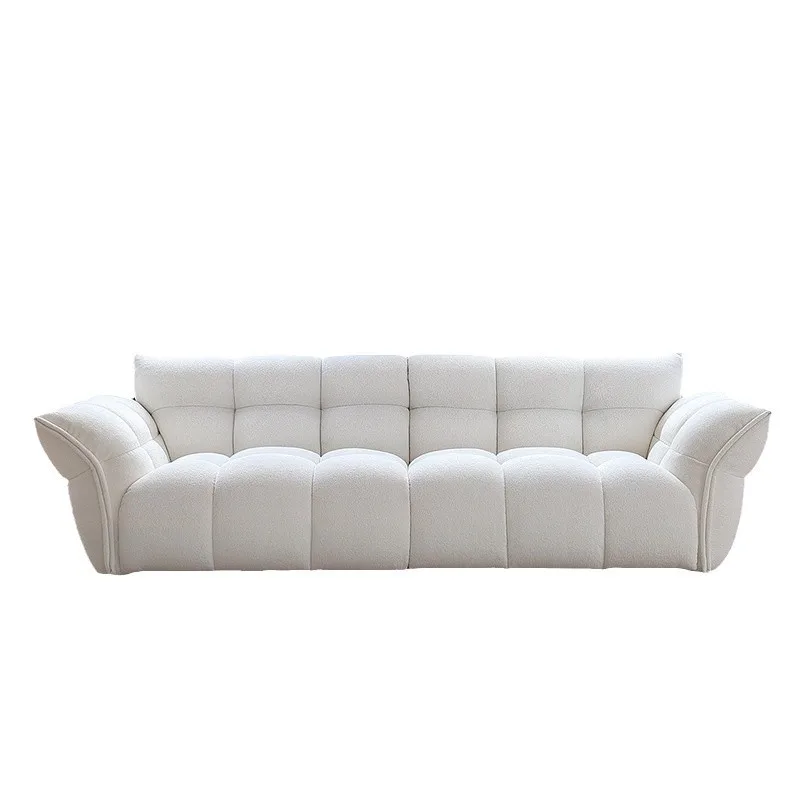 

Small apartment petal white French cream style fabric sofa