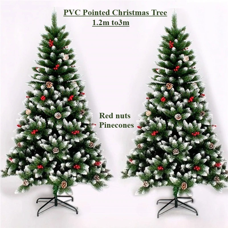 

Artificial Christmas tree PVC spray white pine nut red fruit Christmas tree 1.2m ~ 3m Christmas party atmosphere home decoration