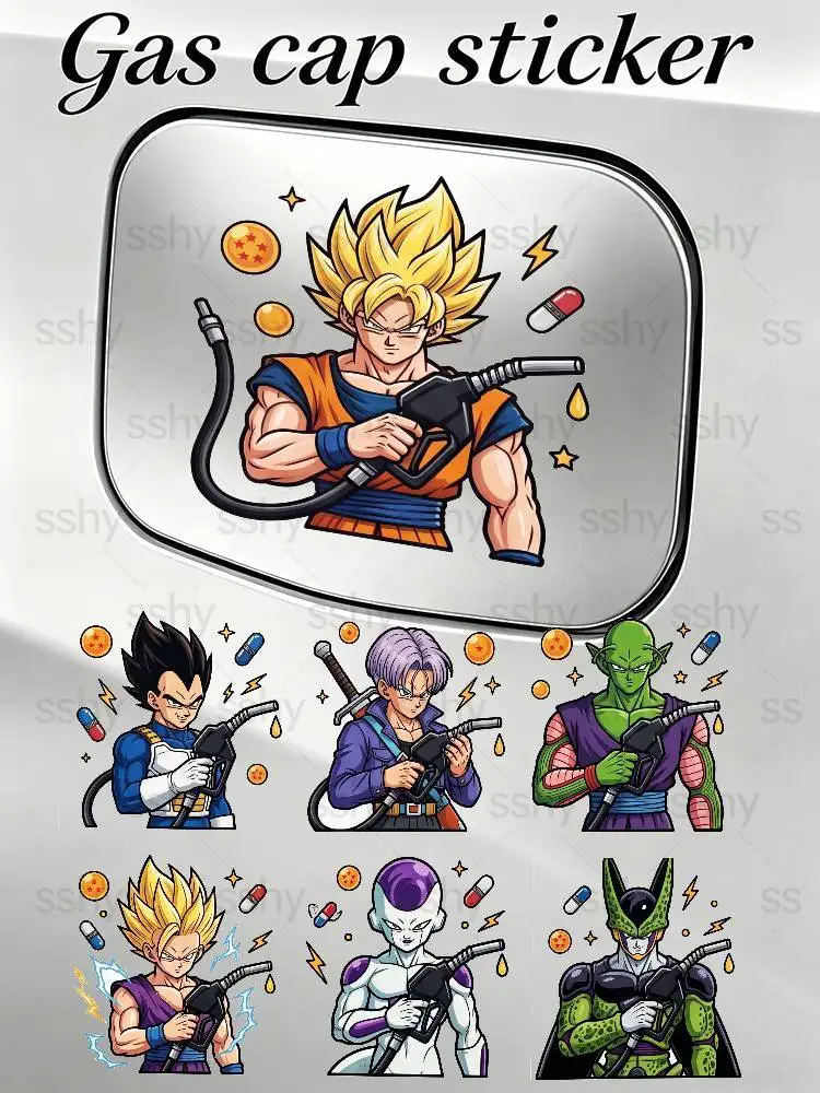 

ANIME DRAGON BALL Super Saiyan Goku Vegeta Creative Fuel Cap Sticker Car Exterior Accessories Funny Gas Cap Decal