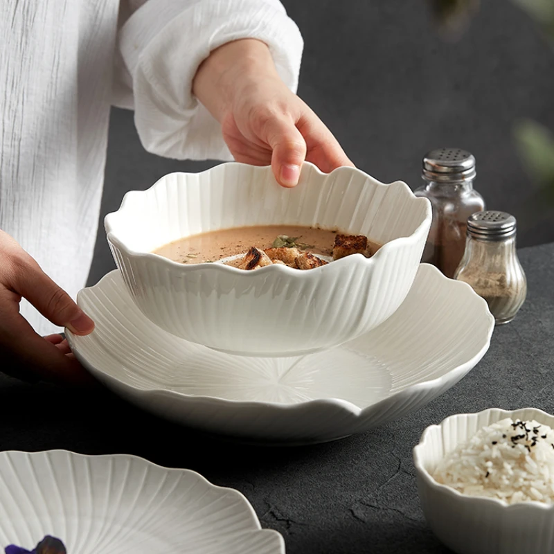 Single Household Ceramic Vertical Rice Bowl High-grade Face Value Salad Small Bowl Noodle Soup Bowl Nice Japanese Rice Bowl