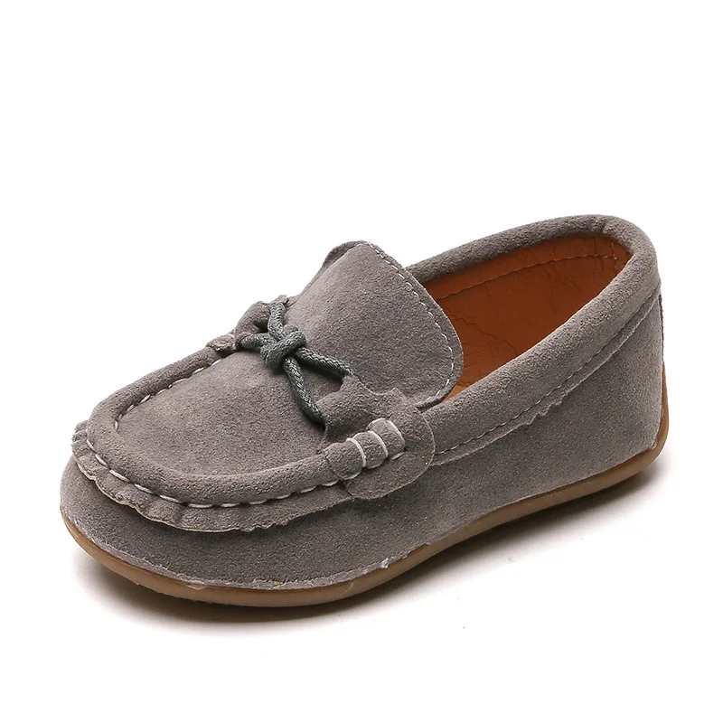 Children Shoes 2024 Spring Autumn Kids Slip-on Shoes Boys Loafers Soft PU Leather Toddler Casual Shoes Gray, Brown