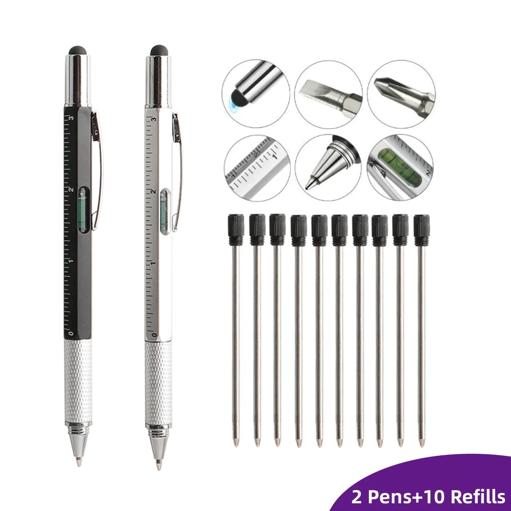 

2 + 10 шт./компл., 7 цветов, новая многофункциональная отвертка, шариковая ручка, сенсорный экран, подарочный инструмент, школьные канцелярские принадлежности, ручки