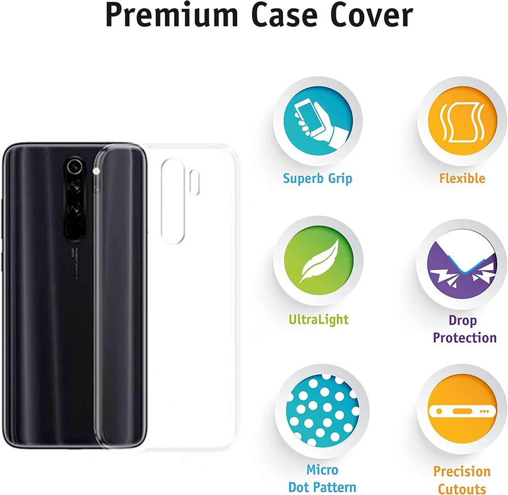 Ultradünne, klare Silikon-Softhülle für Xiaomi Redmi Note 8 9 Pro 8T 9S 9A 9C 9T 8A Transparente, klare Rückseite Slim Shell – Detail 2