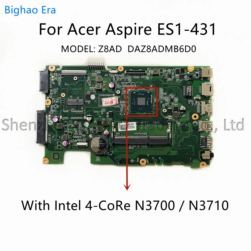 

DAZ8ADMB6D0 For Acer Aspire Z8AD ES1-431 Laptop Motherboard With Intel N3060 N3700 N3710 CPU DDR3 NB.MZC11.00D NB.MZC11.005