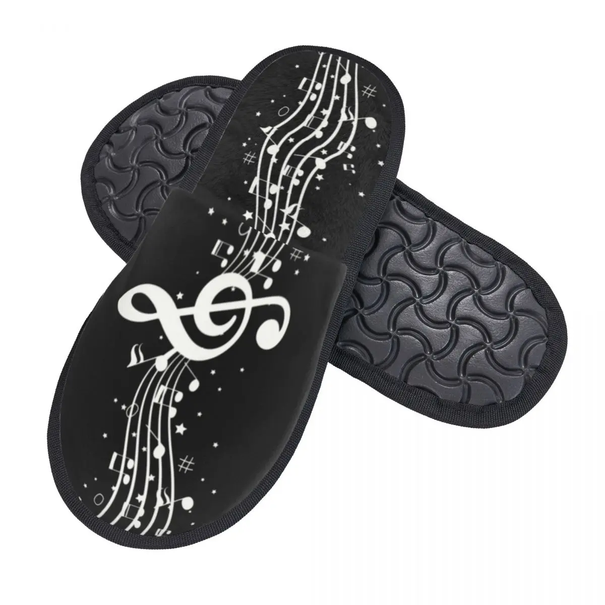 Music Note Guest Slippers for Bathroom Women Custom Print Musical Piano Pattern House Shoes