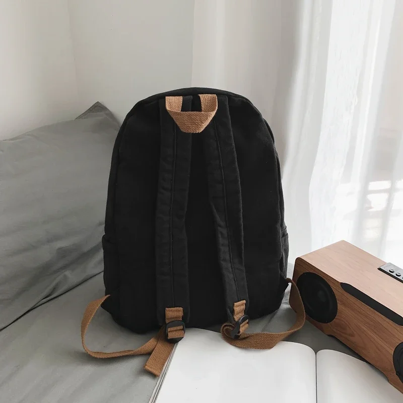 Unisex 100% Cotton Backpacks Solid Color School Bags Large Capacity Clouth Leisure Or Travel Bags Lazy Style Satchels mochila 가방