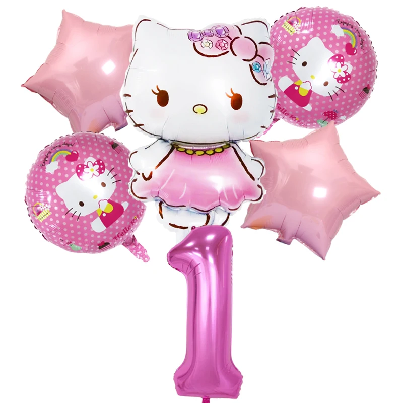 Hello Kitty Party Balloons set Kitty 32inch pink Number Foil Balloon Kids Birthday Party Decoration Baby Shower Helium Globos