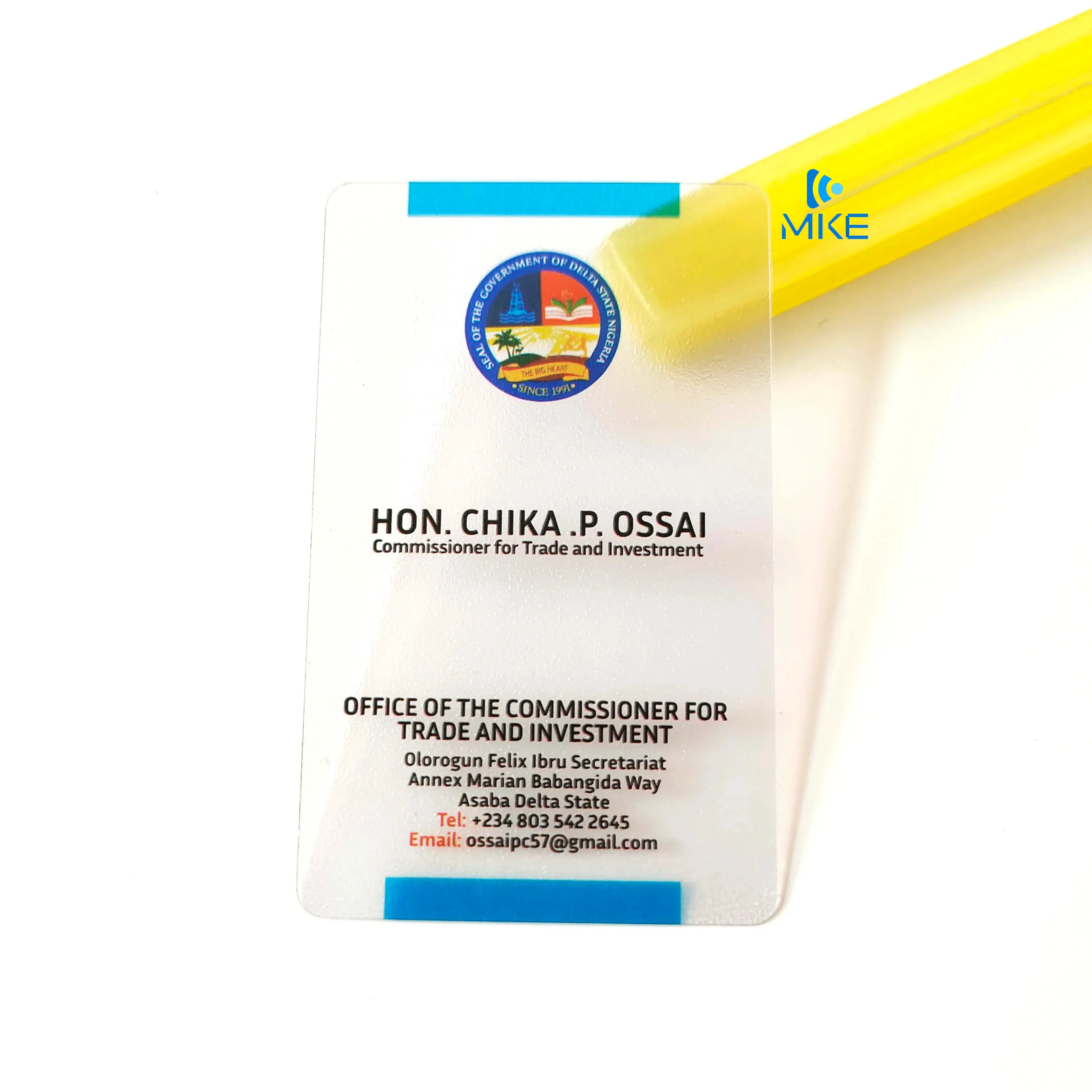 Carte da stampa aziendali in plastica trasparente satinata in PVC trasparente