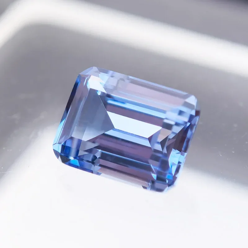 Lab Grown Sapphire Emerald Cut Cornflower Color Gemstone for Charms DIY Ring Necklace Earrings Materials Selectable Certificate