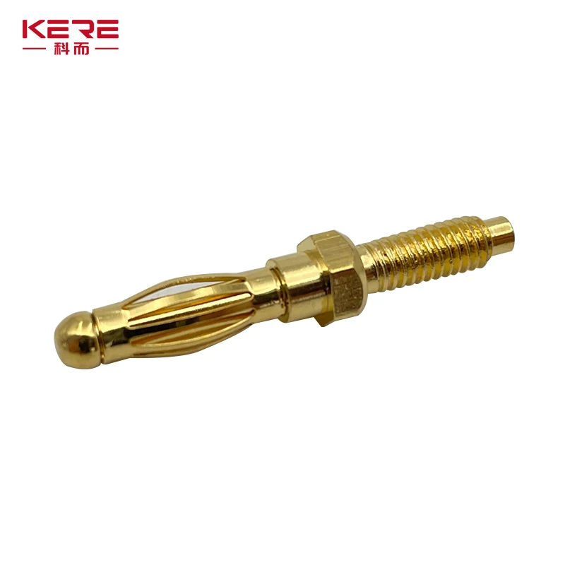 KERE 20Pcs/Uninsulated Banana Plug 4mm Thread Bolt Fitted for M4Panel Installation Screw Connector Copper Nickel Plating