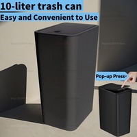 Bathroom Press Top Lid Trash Can 10L Trash can with Pop-up Lid Garbage Can for Toilet,Bedroom,Living Room Home Supplies