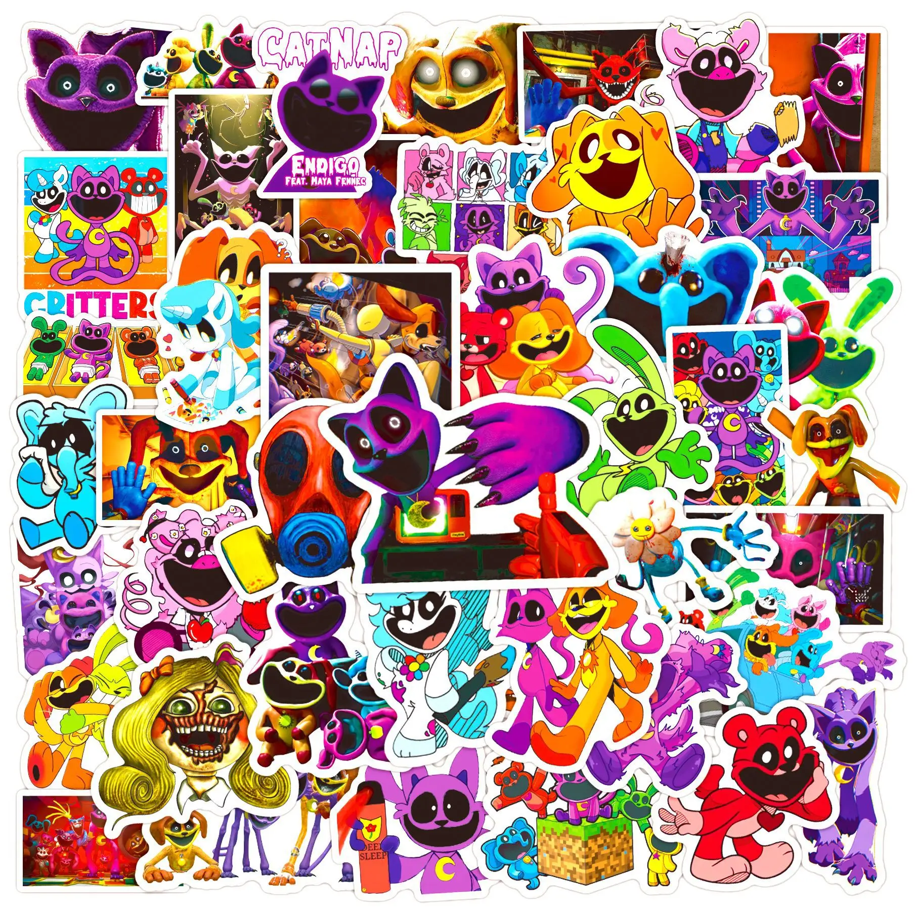 Pegatinas de juego de terror de Critters sonrientes para niños, decoración de maleta, álbum de recortes, teléfono, portátil, papelería, pegatina de