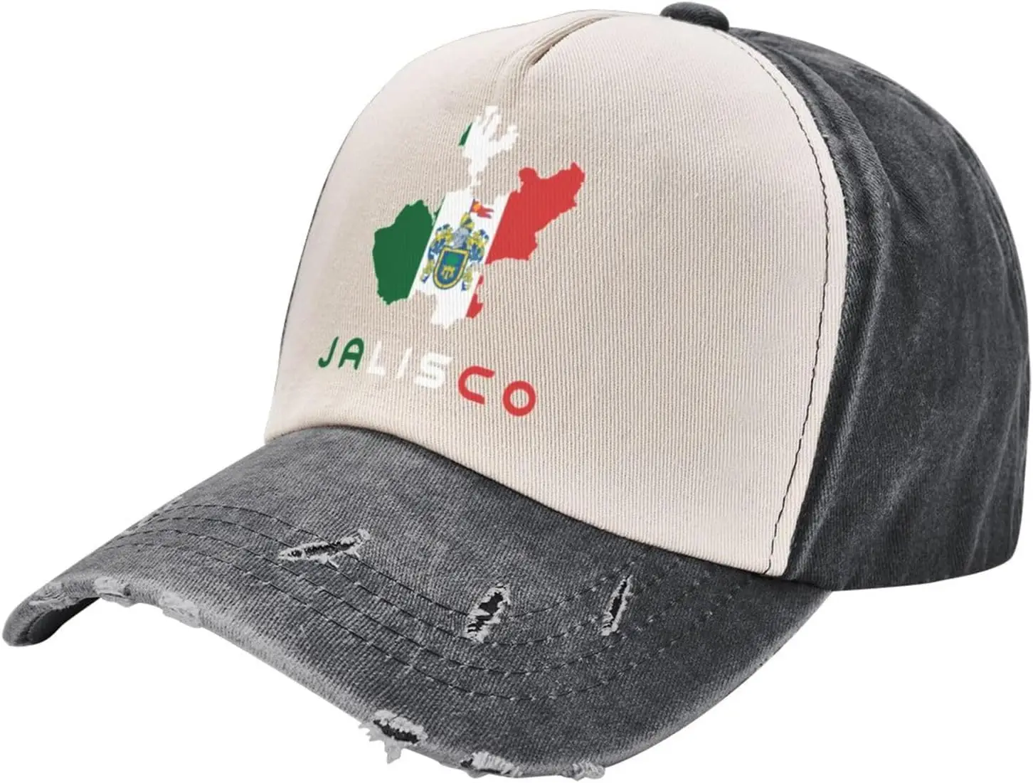 Jalisco Mexico State Flag Unisex Vintage Washed Distressed Baseball Cap Patchwork Adjustable Dad Hat