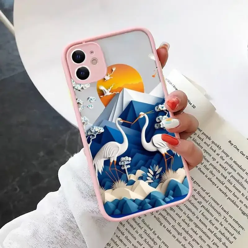 Printing Landscape Phone Case For iPhone 15 14 13 12 11 Pro Max Mini XS X XR SE 7 8 Plus Creative Mountains Shockproof Cover