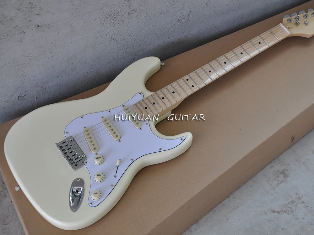 

Cream 6 Strings Electric Guitar with Maple Fretboard,SSS Pickups,Can be Customized