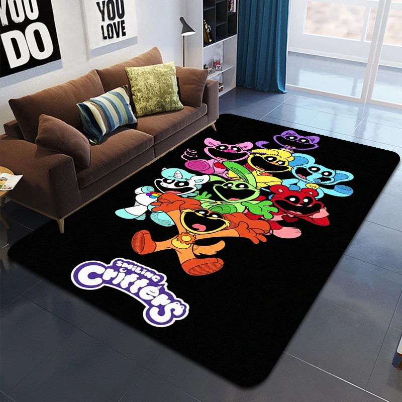 S-Smiling Critters Printed Carpet Fashion Yoga Mat Bedroom Decorative Carpet Living Room Decorative Floor Mat Birthday Gift