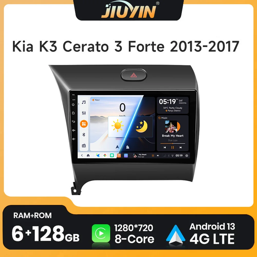 

JIUYIN 9inch Carplay 2din Android 13 Car Radio Multimedia Video Player Navigation GPS For Kia K3 Cerato Forte 2013-2017 3 YD