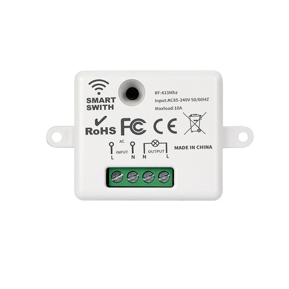 85V-240V 433MHz Wireless Remote Control Light Switch 10A Receiver Module for LED Bulb & Fan Smart Home System