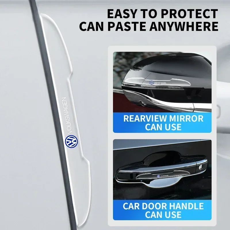 4PCS Transparent Car Door Anti-collision Protector Bumper Strip Sticker For Volkswagen VW Golf 4 6 7 GTI Tiguan Passat B5 B6 view 2