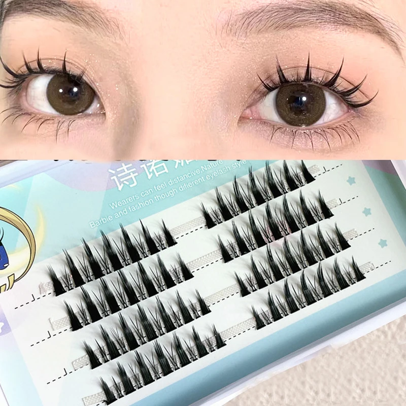 Natural Thick False Eyelashes Segmented Artificial Eyelashes COS Little Devil Eyelash Extension Makeup Tool