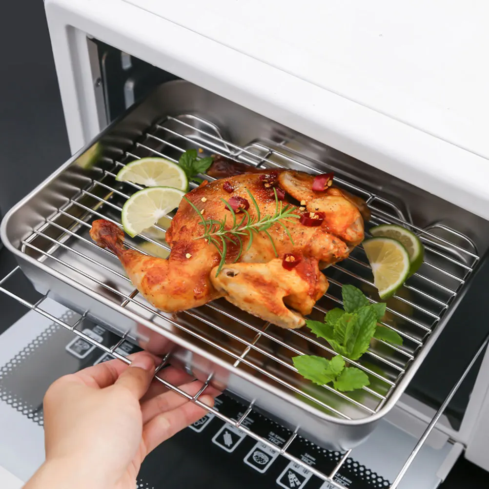 

1 Set Stainless Steel Kitchen Tray Deep Food Pan Large Capacity Rack Included Refrigerator Storage Container For Family Picnic