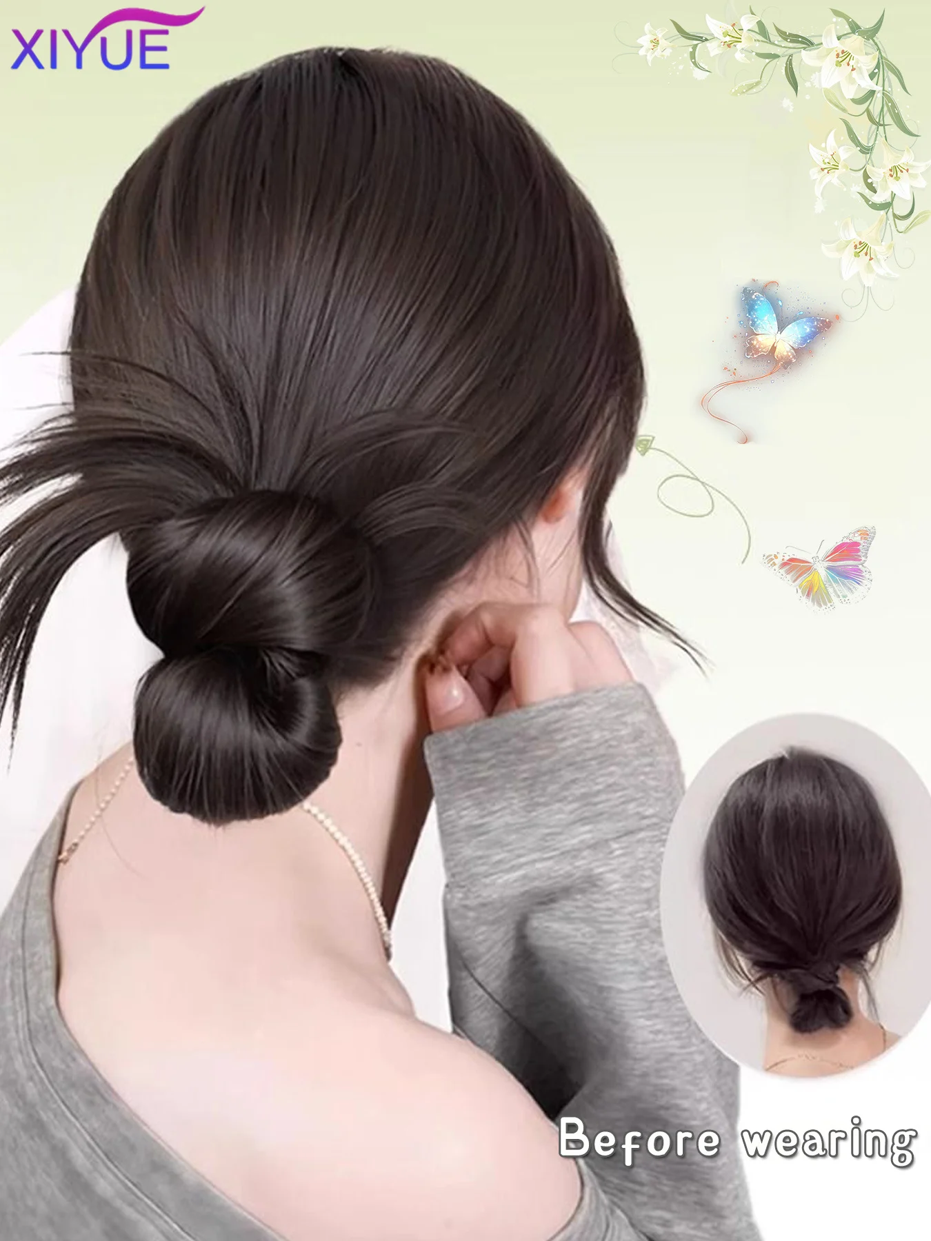 synthetic Half-tie Hair Claw Feather Shuttlecock Head Lazy Meatball Head Crab Clip Wig Catch Clip High Ponytail Hair Accessories image 3