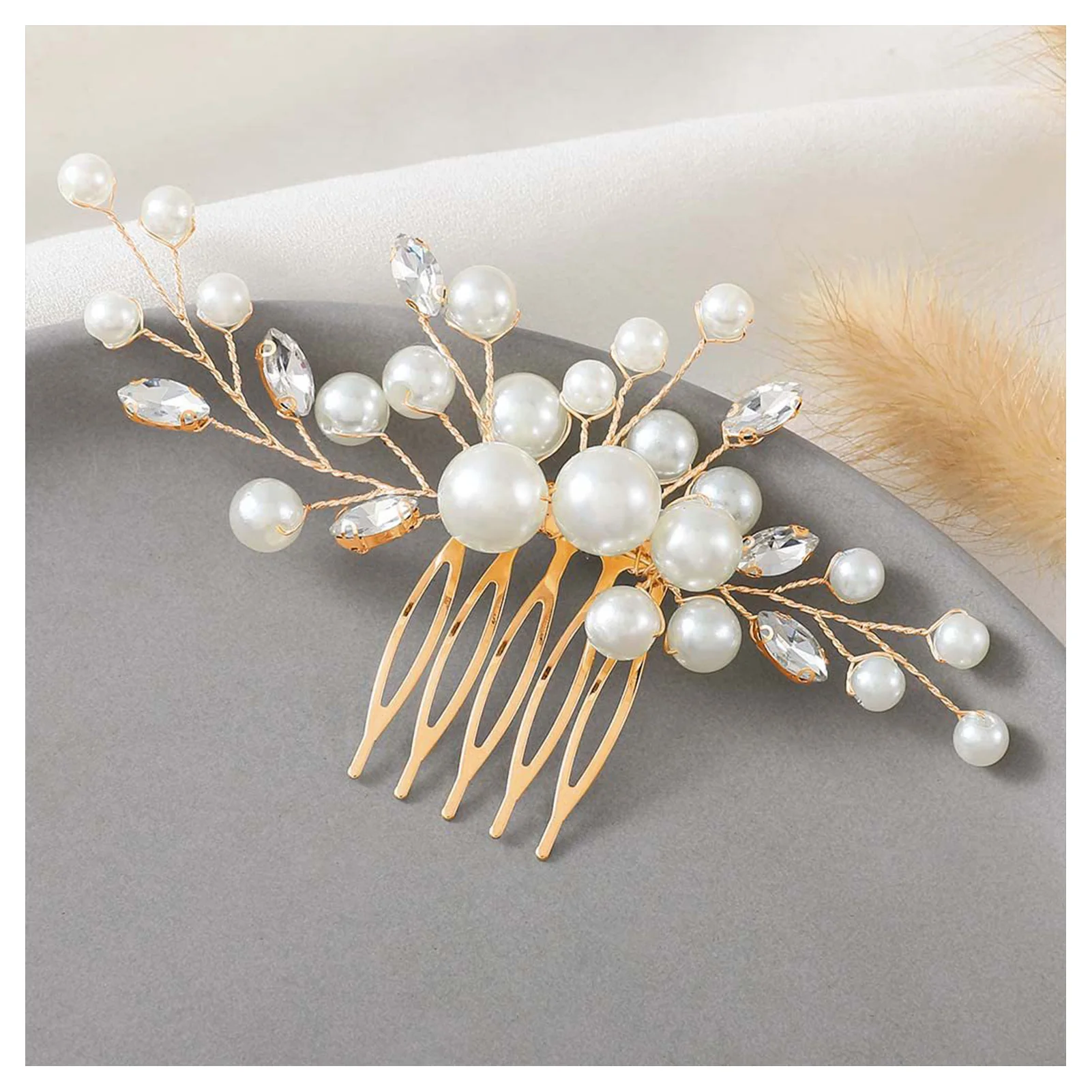 Свадебные гребни для волос ручной работы с искусственным жемчугом/блестящий декор со стразами, украшения для невесты, ювелирные изделия, женские вечерние заколки для волос