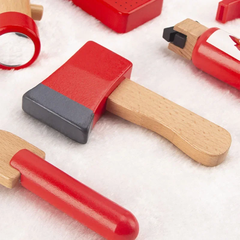 Outil de Simulation en bois pour enfants, ensemble de sacs de taille de pompier, jeu de rôle, jouets éducatifs pour enfants