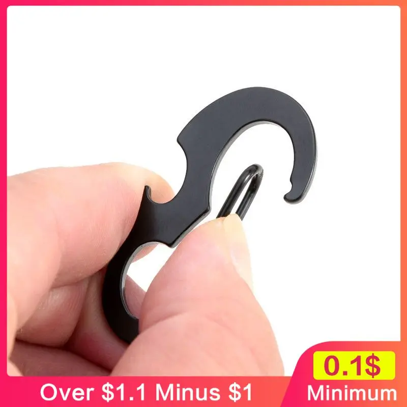 Black Backpack Auxiliary Buckle Portable Camping Equipment Key Chain Durable Hanging Buckle Stainless Steel Metal Carabiner