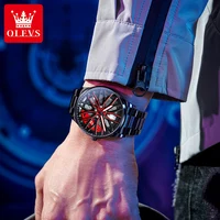 Montre pour homme OLEVS, montre à quartz, cadran rotatif original, tendance de la mode, étanche, lumineuse, acier inoxydable, Reloj 9937 5