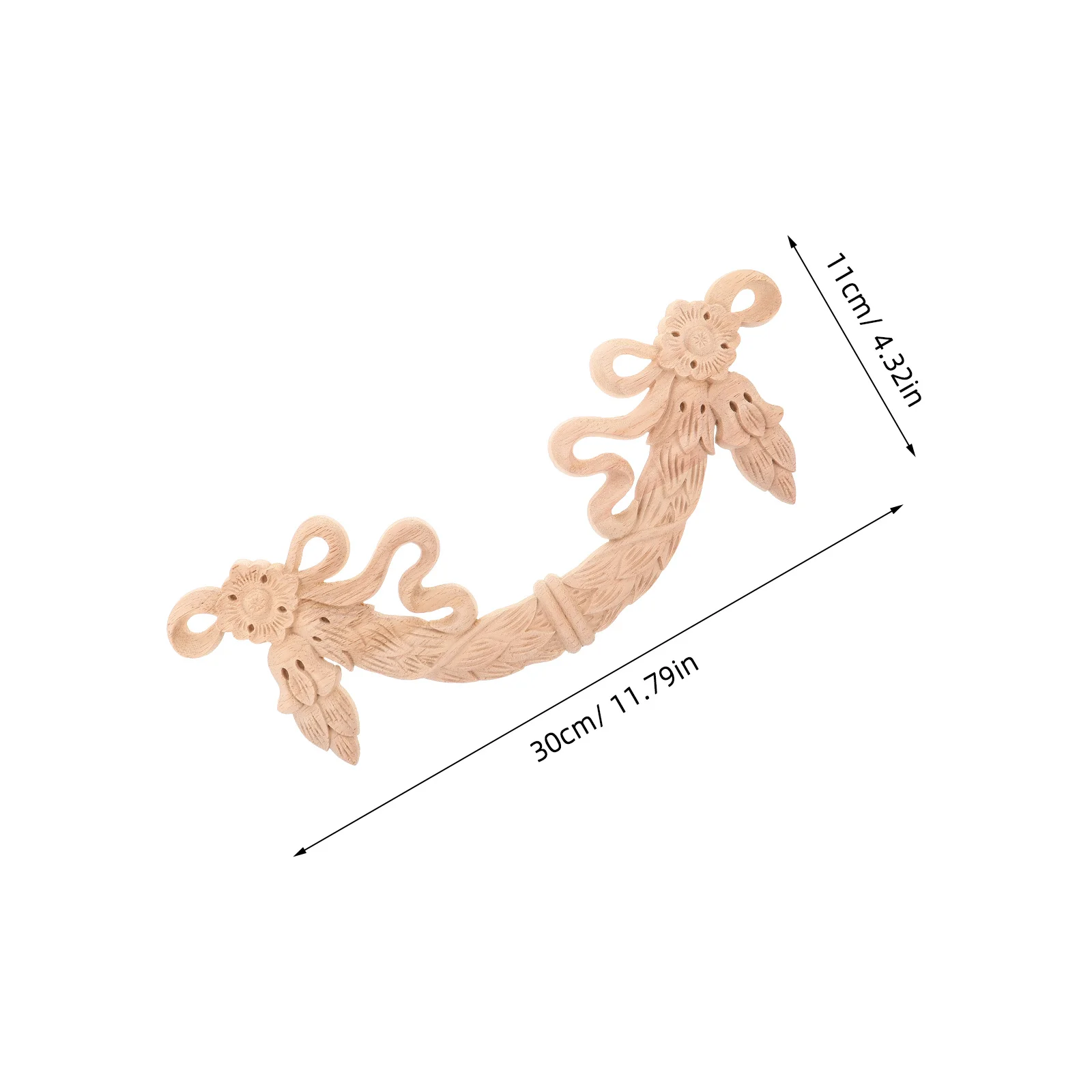 2 قطعة الخشب المنحوت يزين 32X10 سنتيمتر زهرة نمط النمط الأوروبي Onlays لخزانة باب تقليم زخرفة الأثاث الخشب #5