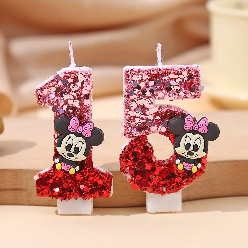 

Kawaii Mickey Birthday Candle Disney number Candles Birthday Cake Decoration Anniversary Party Candles Scene decoration supplies