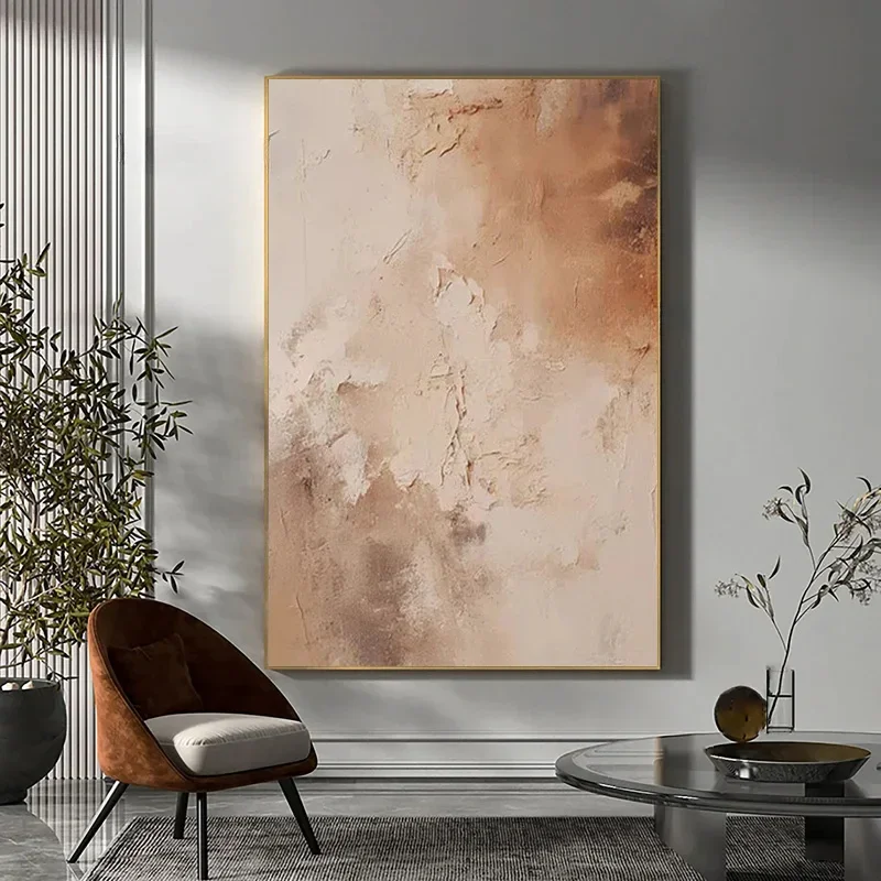 Handmade Soft Contrast Oil Painting Wall Art, Noframed Big Modern Abstract Textured Canvas Oil Painting for Livingroom Decortion