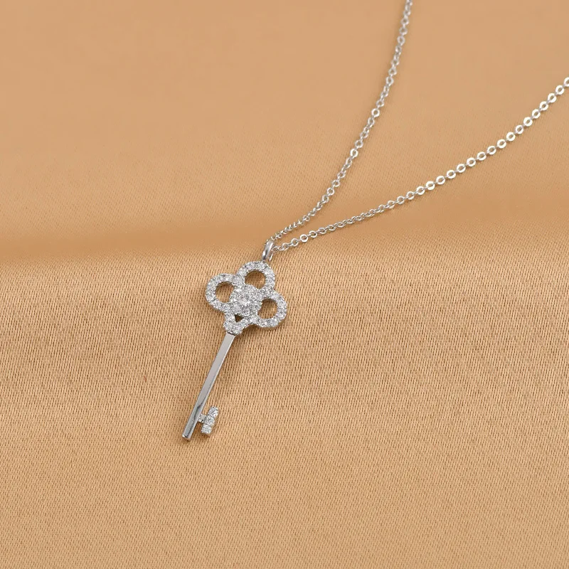Neue Schlüssel-Halskette aus 925er Sterlingsilber mit einfachem Anhänger, Choker, Geburtstagsgeschenk für Frauen, exquisiter Schmuck – Detail 7
