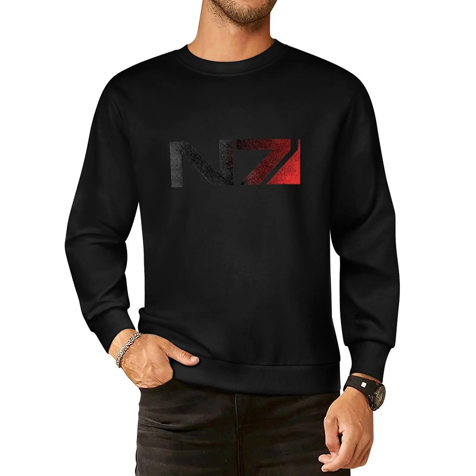 

Mass Effect N7 Distressed Logo Pullover Hoodie men clothes winter clothes men's autumn clothes autumn sweatshirt