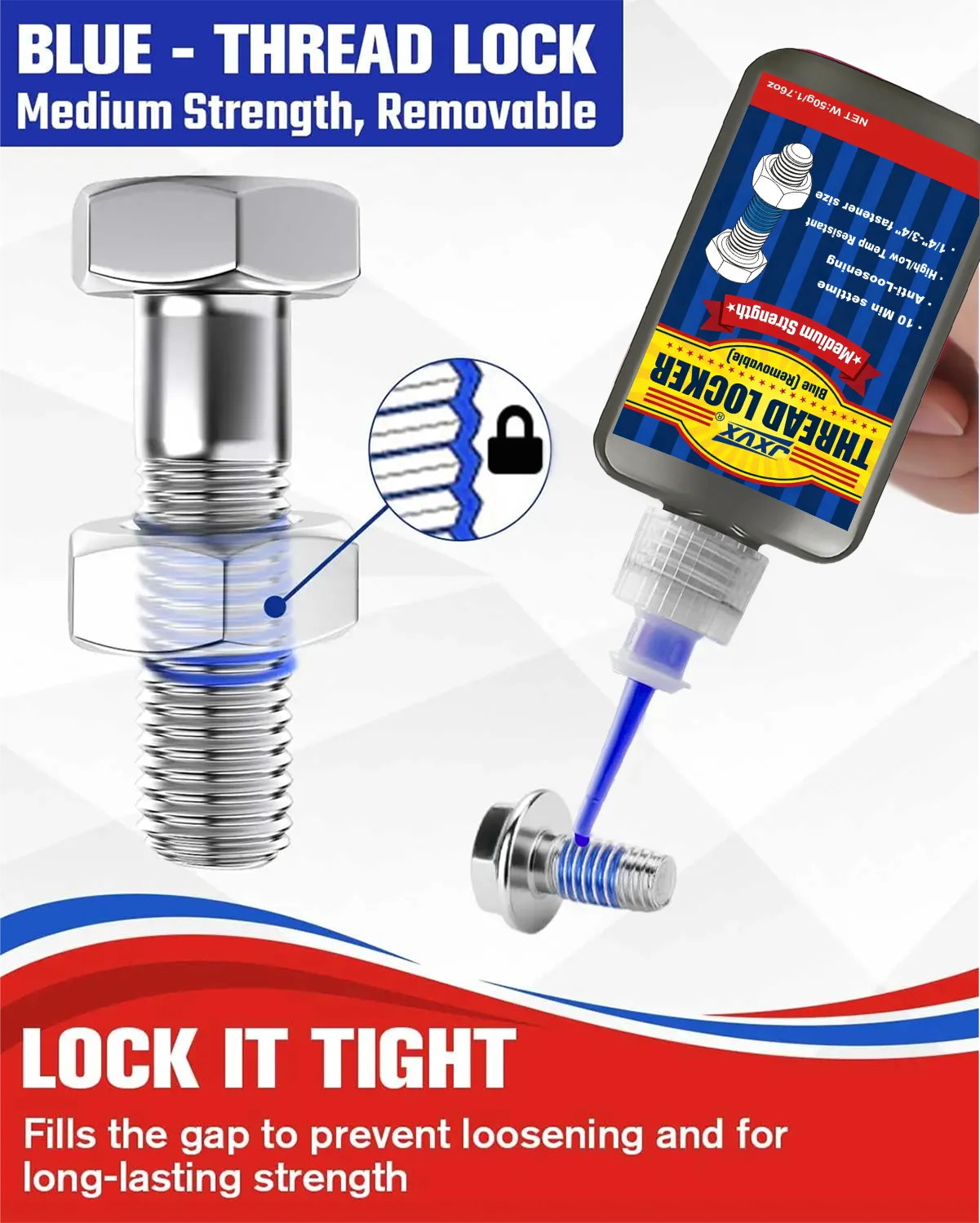 New 50ml Threadlocker Screw Glue Quickly Cured Thread Locking Agent Anaerobic Adhesive Corrosion-Resistant Anti-Loosening Glue