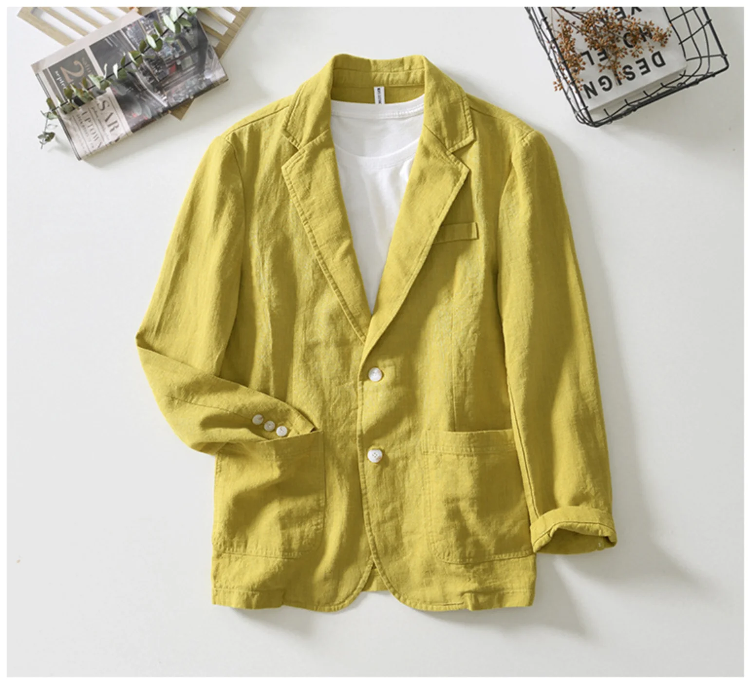 Atmungsaktiver Herren-Blazer aus Baumwolle, schwarzer Mantel für den Sommer, leichte Business-Kleidung für Herren 2026 – Detail 7