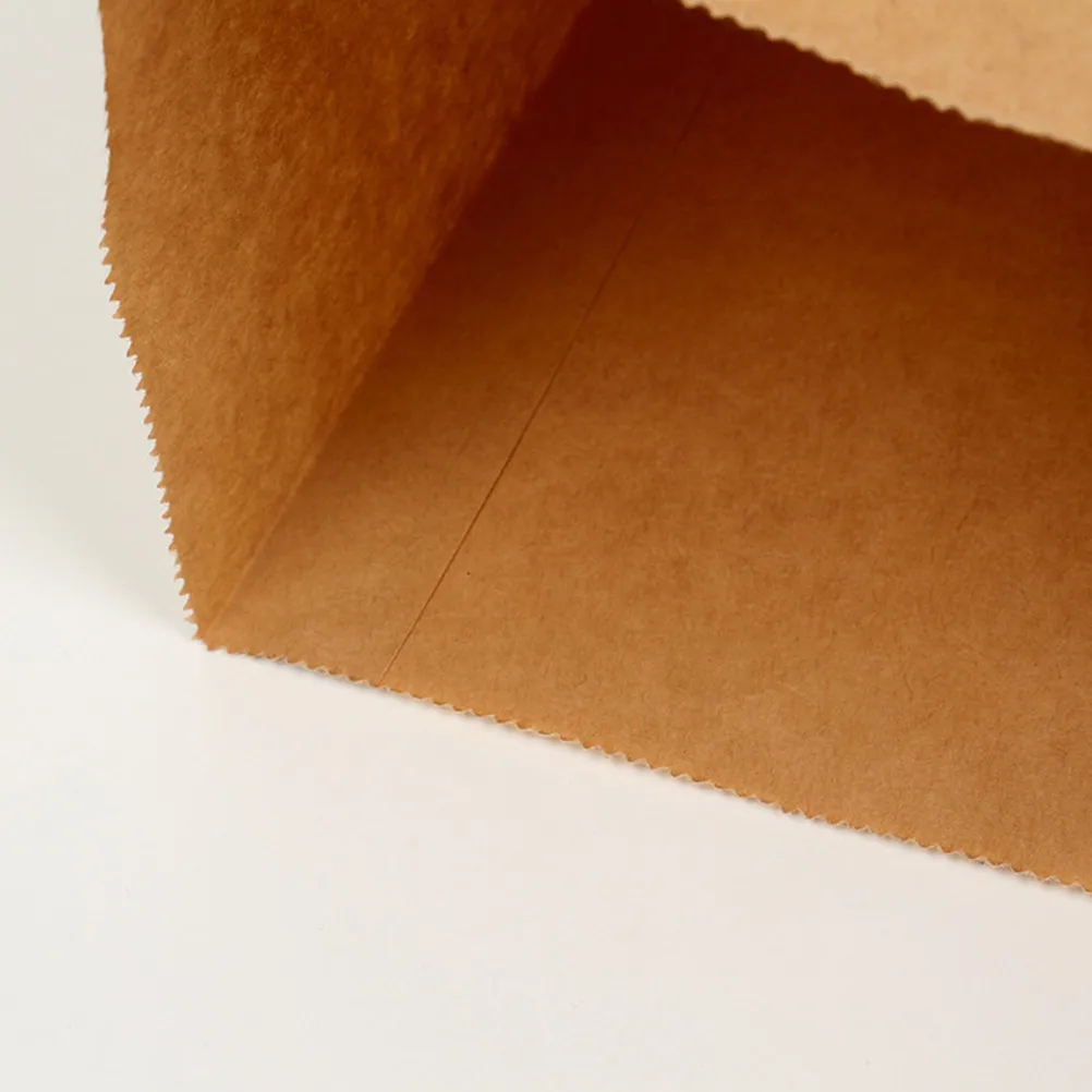 100Pcs Breakfast Paper Bags 70G Kraft Food Paper Bags Oil Proof Waterproof Retro Design Square Bottom for Dessert Baking Party