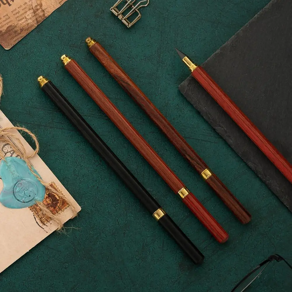 

0.5mm 3 Colors Wooden Pencil Professional Smooth Vintage Brass Wooden Pencil Durable Classical Eternal Pencil Classroom