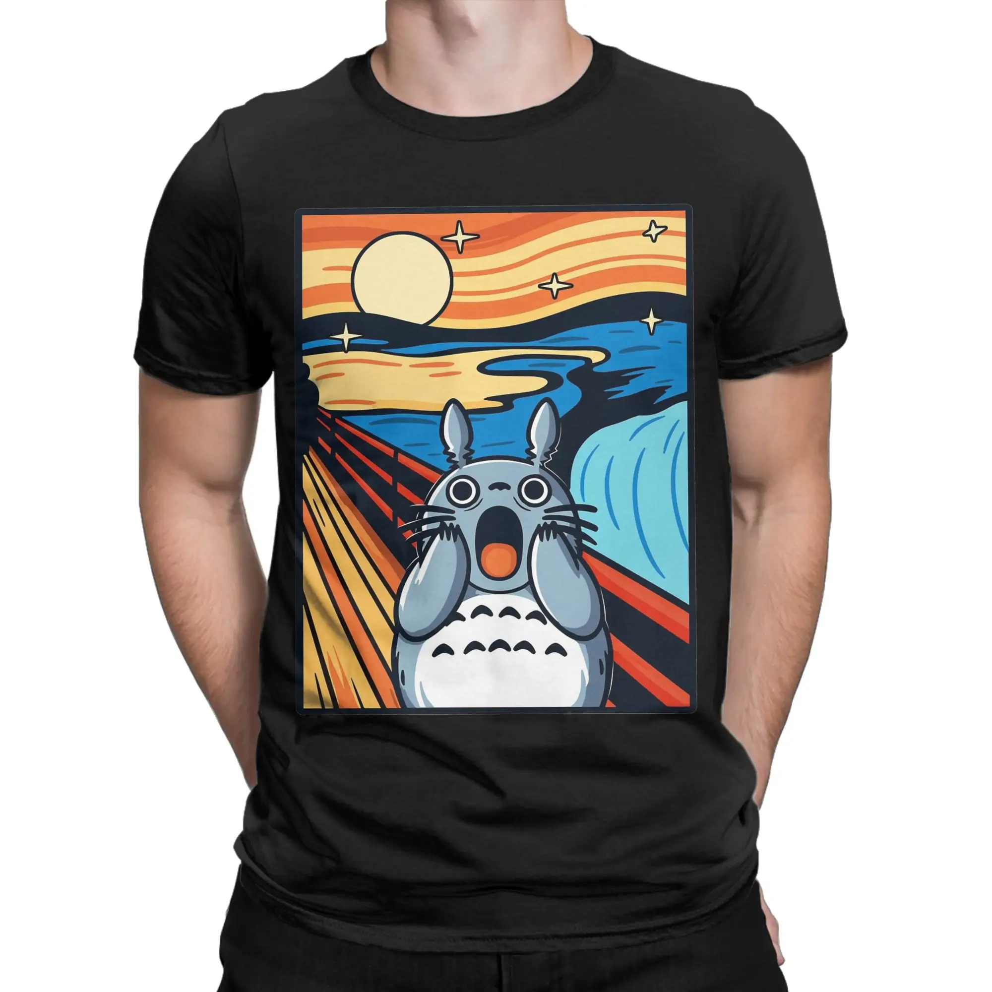 Novelty Totoro-Miyazaki Anime T-Shirt Men Crewneck Cotton T Shirt  Short Sleeve Tees 4XL 5XL 6XL Clothes