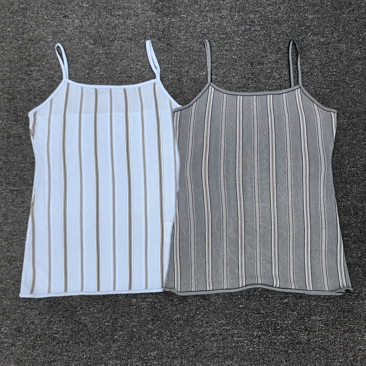 

2025 Spring/Summer Fashion Slim-Fit Spaghetti Strap Striped Knitted Tank Top For Women