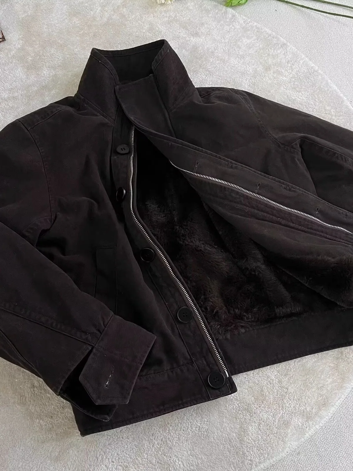 

Men's Thiened Fce Lined Cotton Jaet Loose Fit Warm Winter Coat Rabbit Fur Sle Quilted Vest Mountain Eagle Pattern