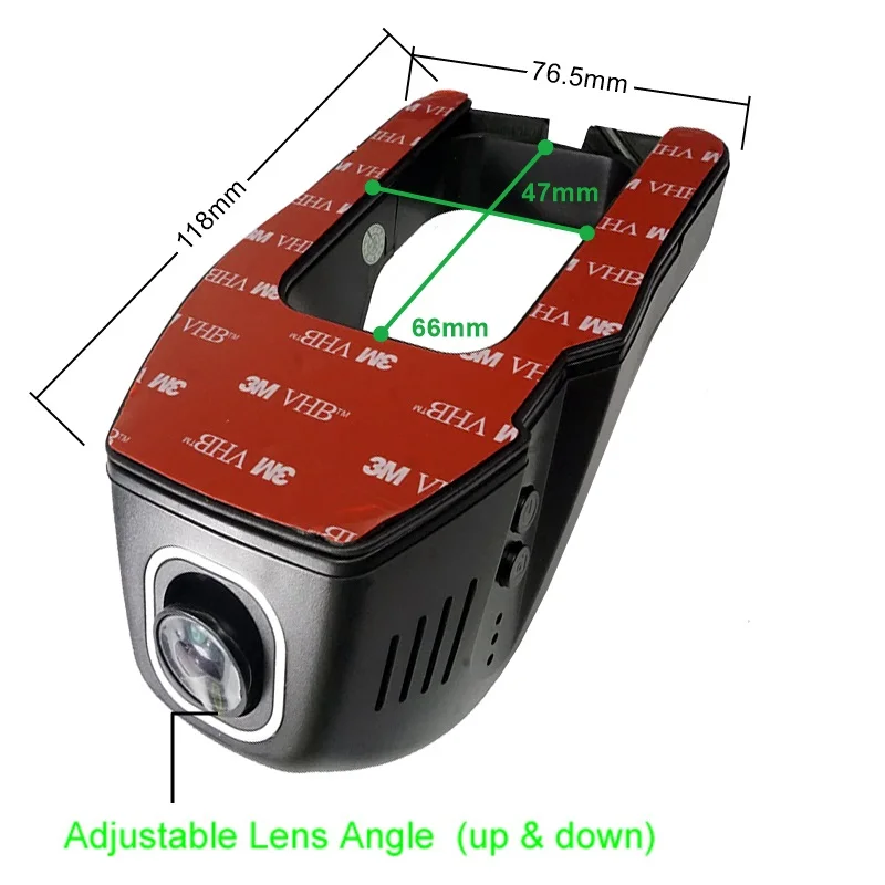 4K 2160P HD ACC Powered Universal Wifi DVR for Toyota/Chevrolet/Ford/Nissan/Hyundai Adjustable Angle Control by Mobile App